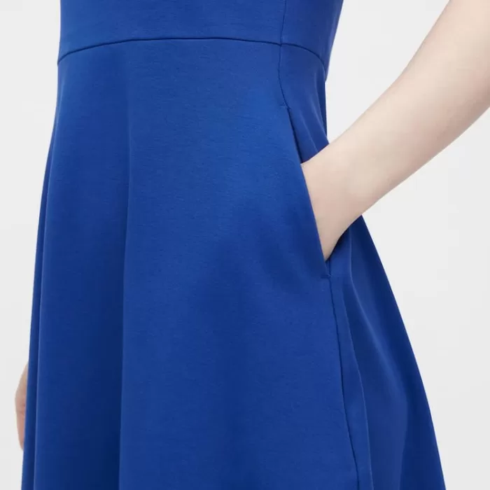 Uniqlo Short Sleeved Flared Dress Women Blue