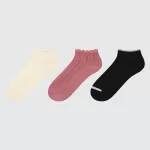 Uniqlo Short Socks (Three Pairs) Kids Beige Red Black