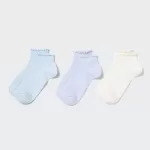 Uniqlo Short Socks (Three Pairs) Kids Blue Purple White