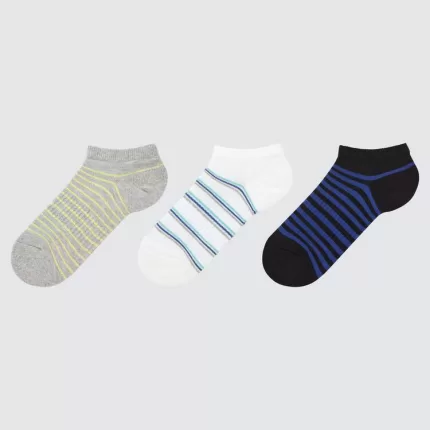 Uniqlo Short Socks (Three Pairs) Kids Grey White Blue