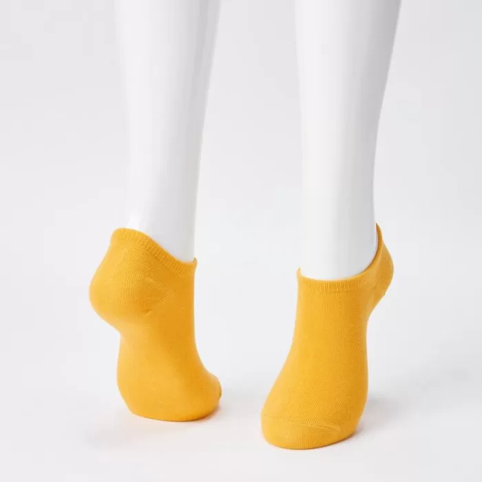 Uniqlo Short Socks (Three Pairs) Women Yellow Beige Gray