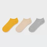 Uniqlo Short Socks (Three Pairs) Women Yellow Beige Gray