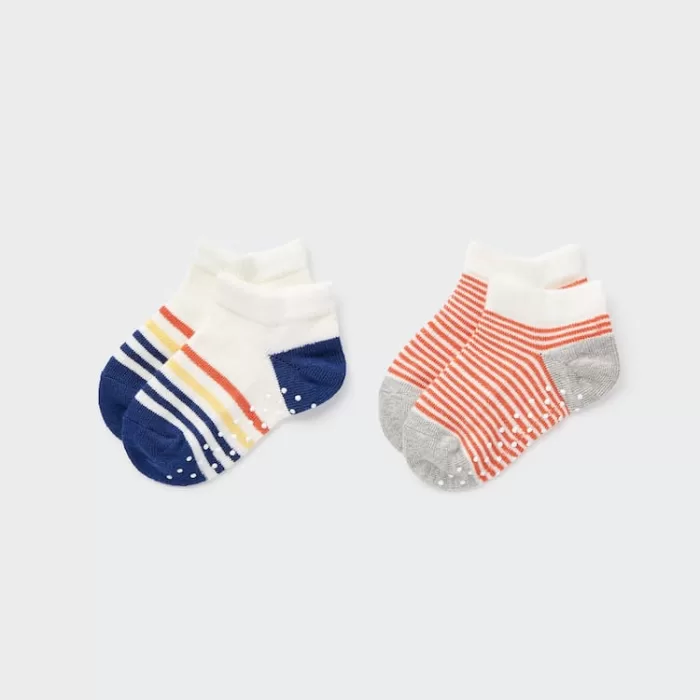 Uniqlo Short Socks (Two Pairs) Baby White Blue Pink