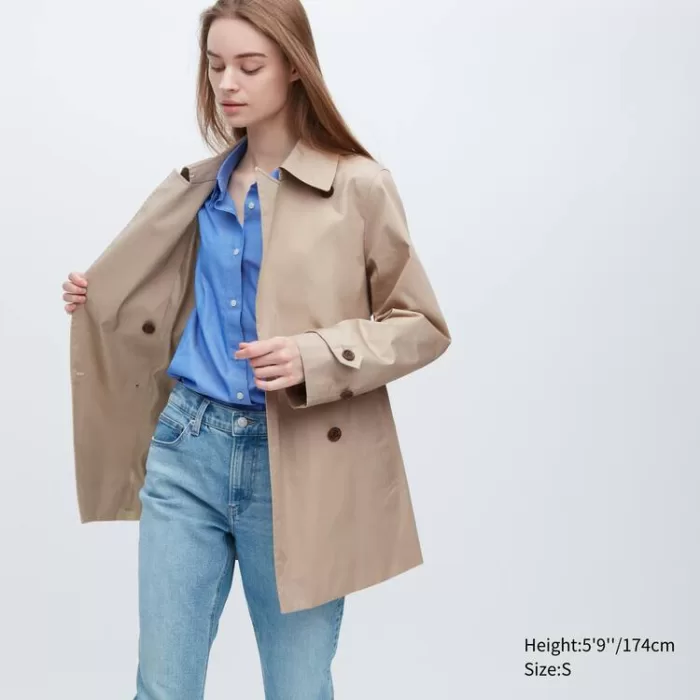 Uniqlo Short Trench Coats Women Beige