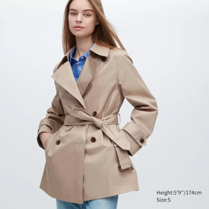 Uniqlo Short Trench Coats Women Beige