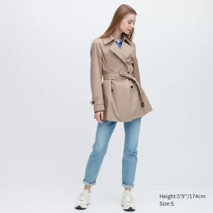 Uniqlo Short Trench Coats Women Beige