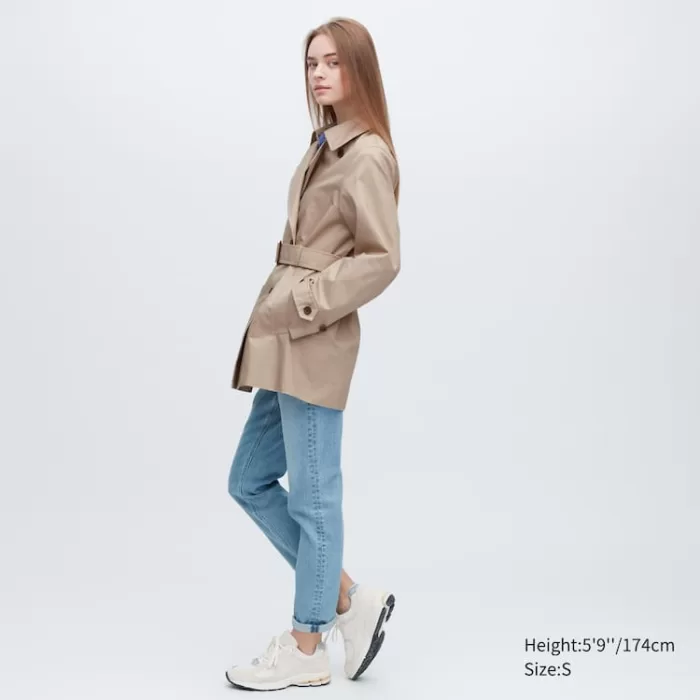 Uniqlo Short Trench Coats Women Beige