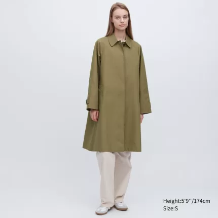 Uniqlo Single Breasted Women’s Coats Olive Green