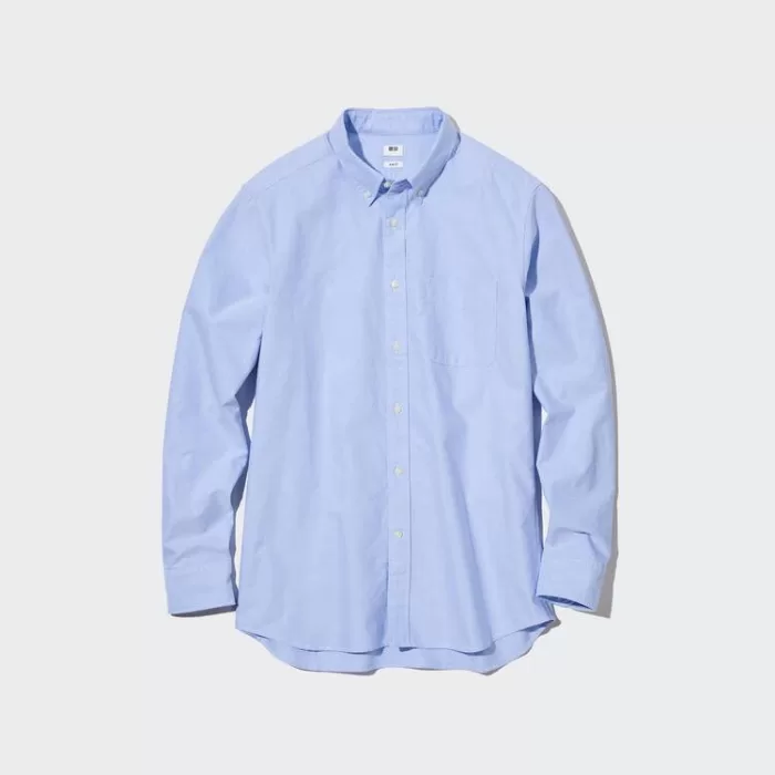 Uniqlo Slim Fit Oxford (Button-down Collar) Men’s Shirts Blue