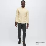 Uniqlo Slim Fit Striped Oxford Shirt Men Yellow