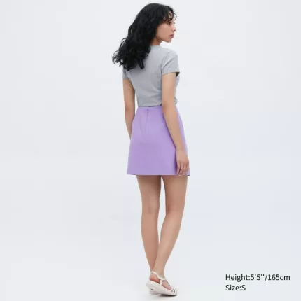 Uniqlo Slit Mini Skirt Women Purple