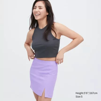 Uniqlo Slit Mini Skirt Women Purple