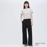 Uniqlo Slub Jersey Cropped Striped Short Sleeved T-Shirt Women White Black