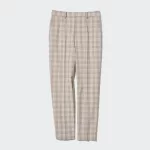 Uniqlo Smart Checked Ankle Length Women’s Pants Beige