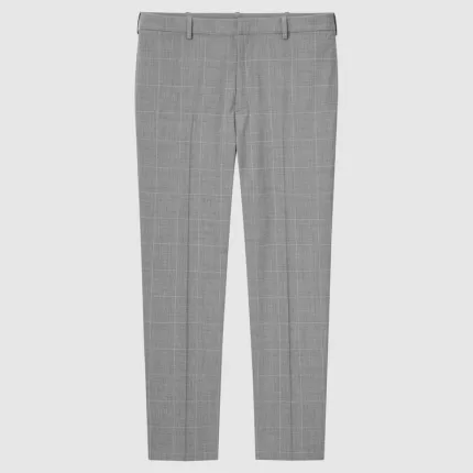 Uniqlo Smart Comfort Glen Checked Ankle Length (Long) Pants Men Grey