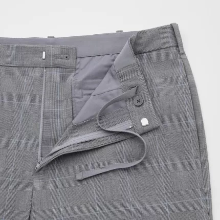 Uniqlo Smart Comfort Glen Checked Ankle Length Pants Men Grey