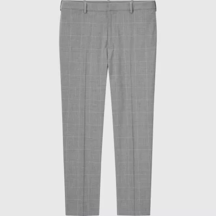 Uniqlo Smart Comfort Glen Checked Ankle Length Pants Men Grey