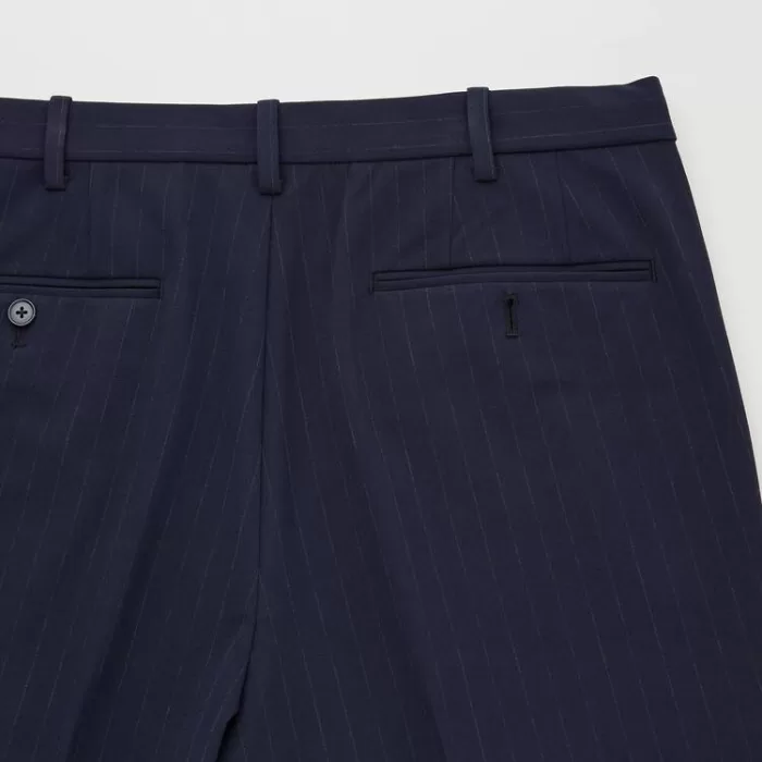 Uniqlo Smart Striped Ankle Length Pants Men Blue