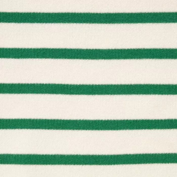 Uniqlo Smooth Cotton Knit Striped Long Sleeved Dress Women White Green