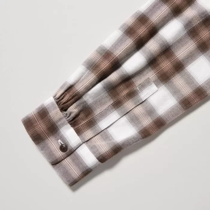 Uniqlo Soft Brushed Checked Long Sleeved Shirts Women Brown