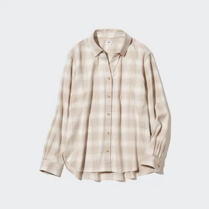 Uniqlo Soft Brushed Checked Long Sleeved Women’s Shirts Beige