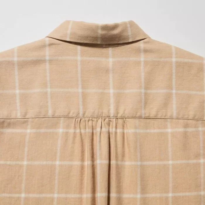 Uniqlo Soft Brushed Checked Long Sleeved Women’s Shirts Beige