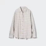 Uniqlo Soft Brushed Checked Long Sleeved Women’s Shirts Light Grey