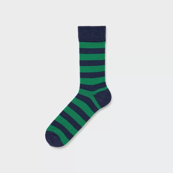 Uniqlo Soft Pile Striped Socks Men Blue