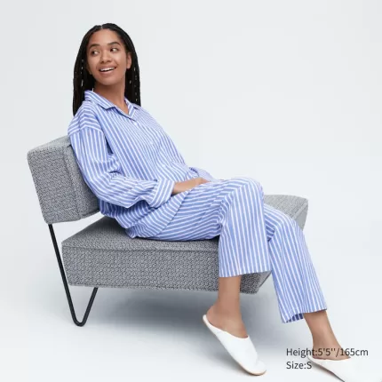 Uniqlo Soft Stretch Striped Long Sleeved Women’s Homewear Blue