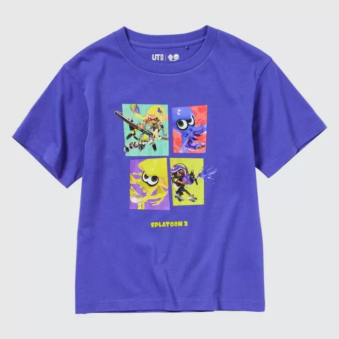 Uniqlo Splatoon 3 Ut Printed T-Shirt Kids Blue