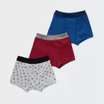 Uniqlo Sports Boxer Underwear (Three Pairs) Boys Grey Red Blue