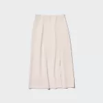 Uniqlo Stretch Double Faced Split Hem Women’s Skirt Beige