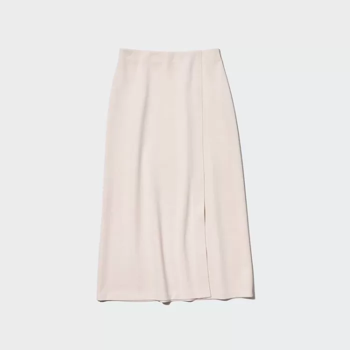 Uniqlo Stretch Double Faced Split Hem Women’s Skirt Beige