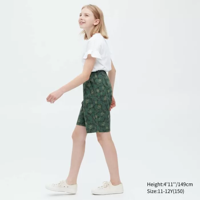 Uniqlo Stretch Printed Easy Shorts Boys Dark Green