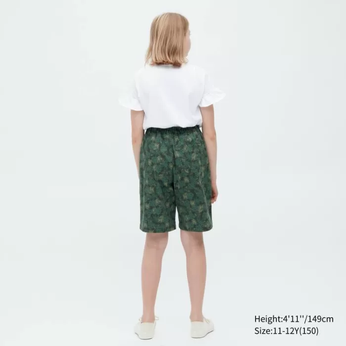 Uniqlo Stretch Printed Easy Shorts Boys Dark Green