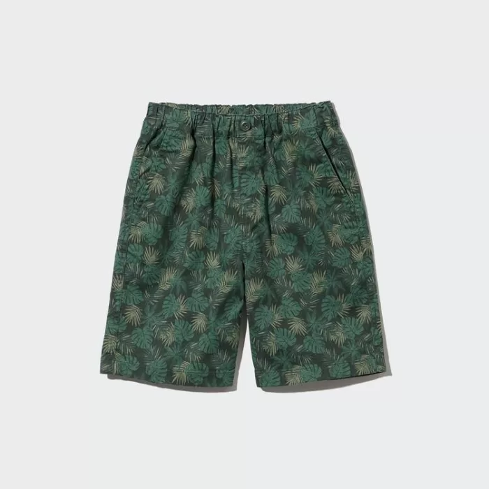 Uniqlo Stretch Printed Easy Shorts Boys Dark Green