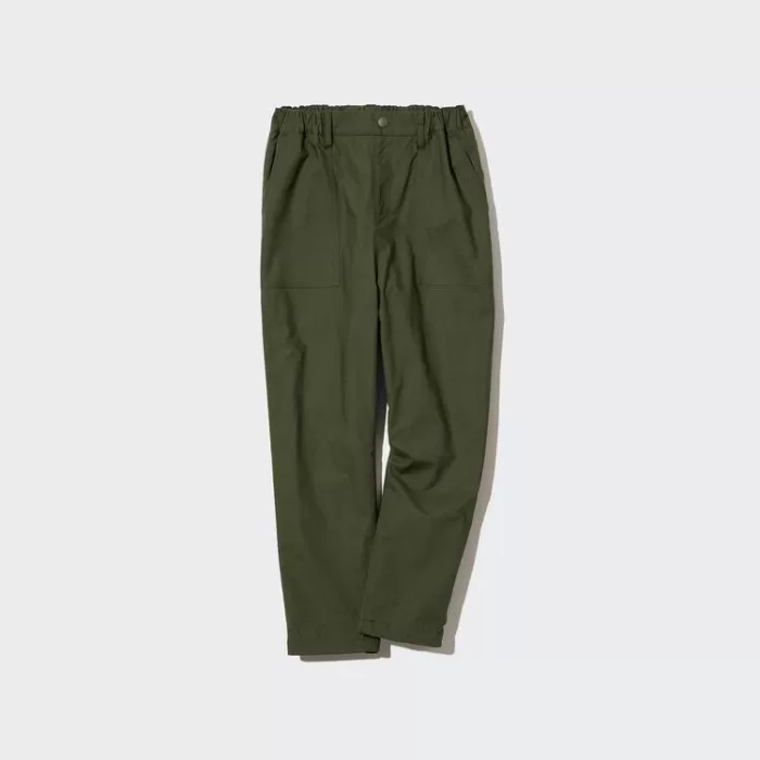 Uniqlo Stretch Warm Lined Baker Jogger Pants Kids Olive Green