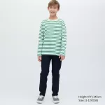 Uniqlo Striped Crew Neck Long Sleeved T-Shirt Kids Green