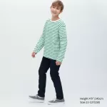 Uniqlo Striped Crew Neck Long Sleeved T-Shirt Kids Green