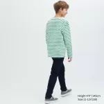 Uniqlo Striped Crew Neck Long Sleeved T-Shirt Kids Green