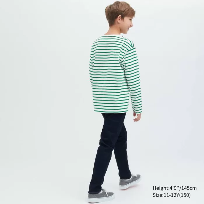 Uniqlo Striped Crew Neck Long Sleeved T-Shirt Kids Green