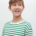 Uniqlo Striped Crew Neck Long Sleeved T-Shirt Kids Green