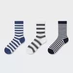 Uniqlo Striped Regular Socks (Three Pairs) Kids Blue White Black