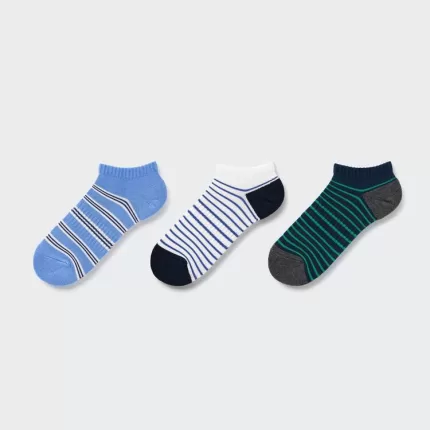 Uniqlo Striped Short Socks (Three Pairs) Kids Blue White Green