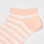 Uniqlo Striped Short Socks (Three Pairs) Kids Light Orange White