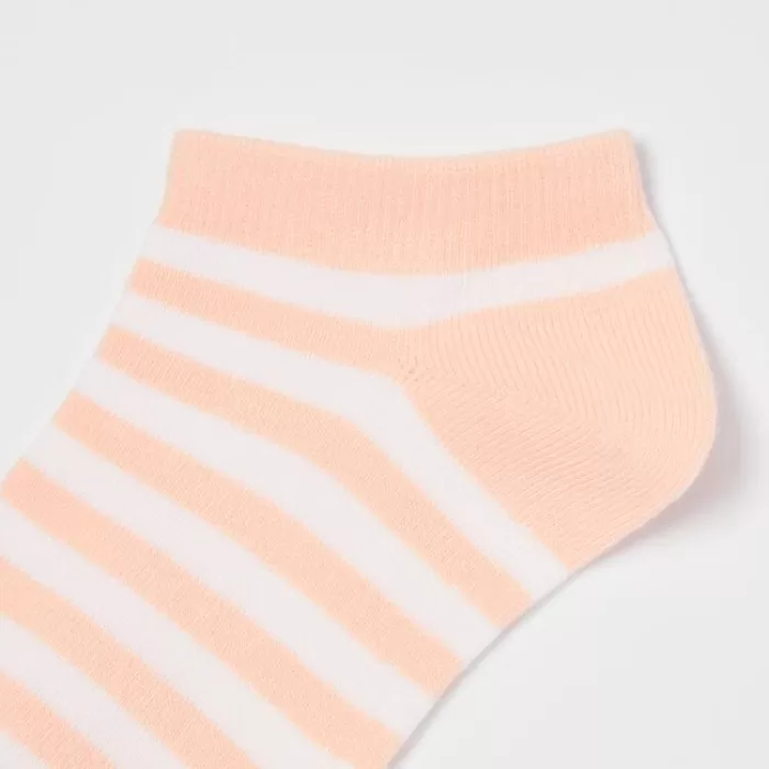 Uniqlo Striped Short Socks (Three Pairs) Kids Light Orange White