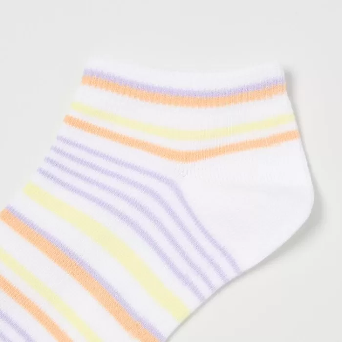 Uniqlo Striped Short Socks (Three Pairs) Kids Light Orange White