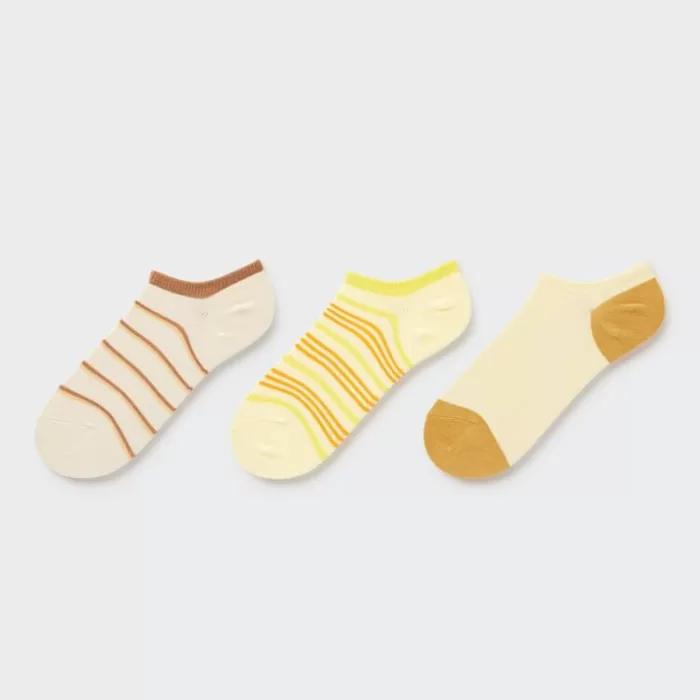 Uniqlo Striped Short Socks (Three Pairs) Women Beige