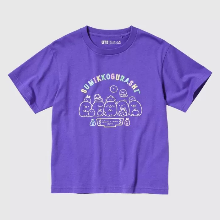 Uniqlo Sumikkogurashi Ut Printed T-shirt Kids Purple