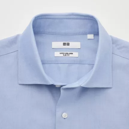 Uniqlo Super Non-iron Slim Fit (Semi-cutaway Collar) Men’s Shirts Light Blue